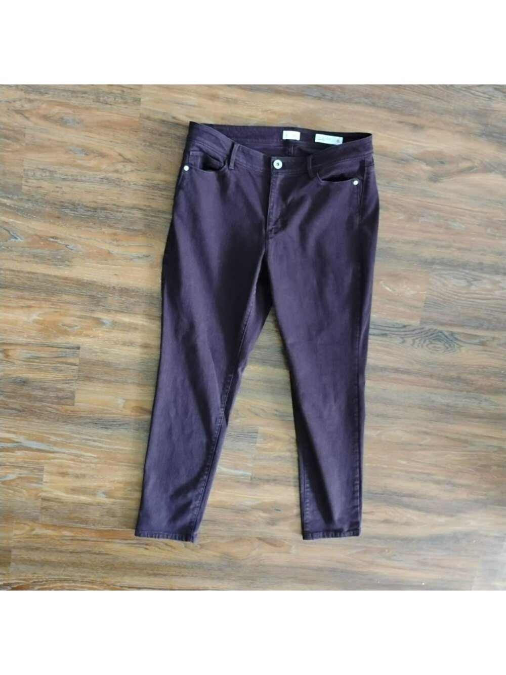 J.Jill Slim Ankle Authentic Fit Denim Pants Size 10 Plum Stretch Jeans, Eggplant
